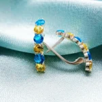 Срібні сережки доріжки з круглими камінчиками - Зображення 5