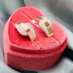 Сережки срібні з золотом і яскравими фіанітами - Image 3