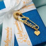 Шпилька срібна Ольга з позолотою і сердечком