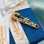 Срібна шпилька Maria з фіанітами і позолотою