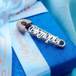 Шпилька срібна Вікторія з позолотою і фіанітами