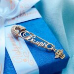 Шпилька срібна Валерія з позолотою і ангелом