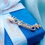 Шпилька срібна Аделінка з позолотою і ангелом