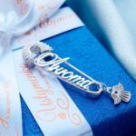 Шпилька срібна Анюта з фіанітами і янголом