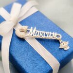 Срібна шпилька Максим з фіанітами і янголом