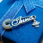 Шпилька срібна Інна з фіанітами і янголом