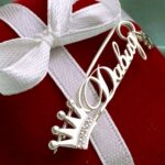 Шпилька срібна Давид з фіанітами і короною