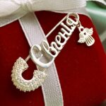 Шпилька срібна Євгенія з фіанітами і янголом