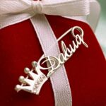 Шпилька срібна з короною і фіанітами, Давид