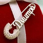 Шпилька срібна Дмитро з білими камінчиками