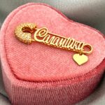 Шпилька срібна Соломійка з позолотою і сердечком