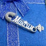 Шпилька срібна Максим з янголом і фіанітами